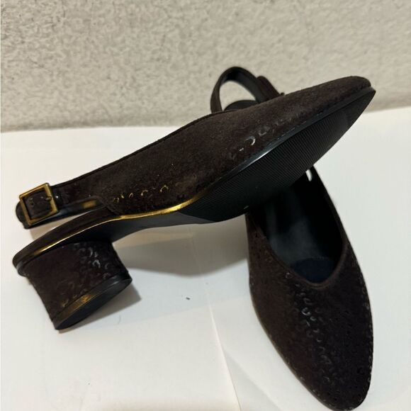 Vaneli Kandis on dark Brown Leopard Print Slingbacks size 7N - Picture 6 of 11